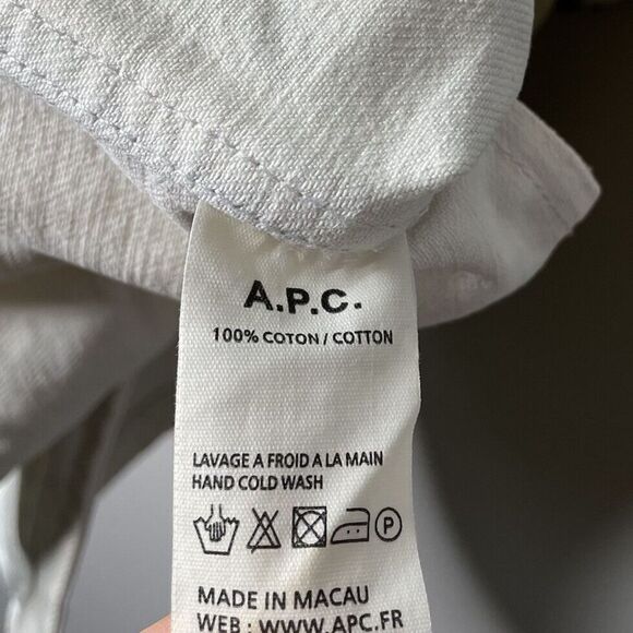 A.P.C. Rue Madame Paris Womens White-Washed Denim Jeans Jacket Button Front Sz M - Picture 6 of 6